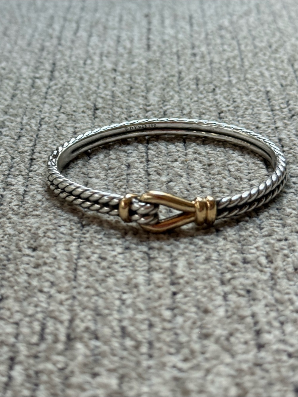 David Yurman 18k Gold , Sterling Silver Thoroughbred Cable hinged bracelet. EUC - Picture 13 of 16